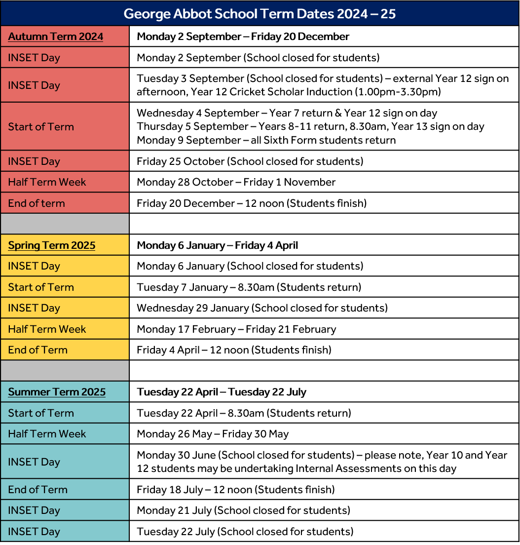 Term Dates 2024 25 v3 Abbot School